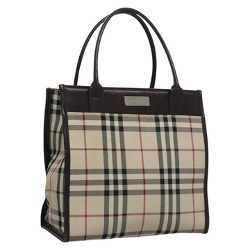 BURBERRY Nova Check Hand Bag Canvas Beige Auth 110198