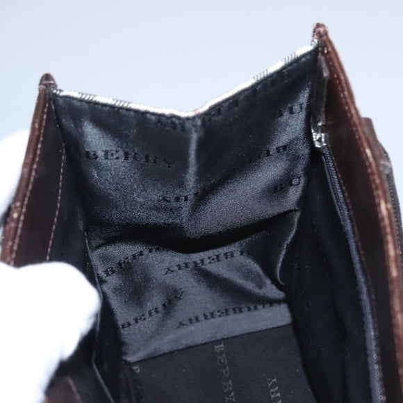 BURBERRY Nova Check Hand Bag Canvas Beige Auth 110198