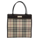 BURBERRY Nova Check Hand Bag Canvas Beige Auth 110198-13
