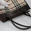 BURBERRY Nova Check Hand Bag Canvas Beige Auth 110198-7