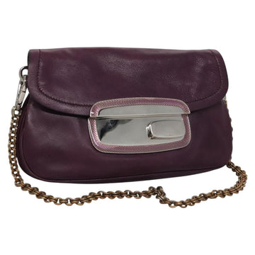 PRADA Chain Shoulder Bag Leather Purple Auth 110200