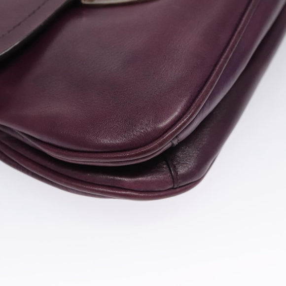 PRADA Chain Shoulder Bag Leather Purple Auth 110200