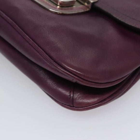 PRADA Chain Shoulder Bag Leather Purple Auth 110200