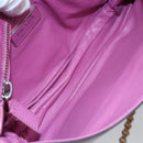 PRADA Chain Shoulder Bag Leather Purple Auth 110200-17