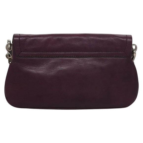 PRADA Chain Shoulder Bag Leather Purple Auth 110200