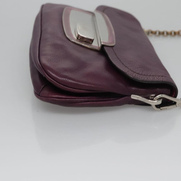 PRADA Chain Shoulder Bag Leather Purple Auth 110200