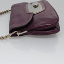 PRADA Chain Shoulder Bag Leather Purple Auth 110200-5