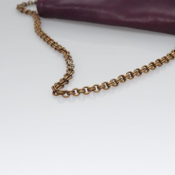 PRADA Chain Shoulder Bag Leather Purple Auth 110200