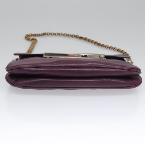 PRADA Chain Shoulder Bag Leather Purple Auth 110200