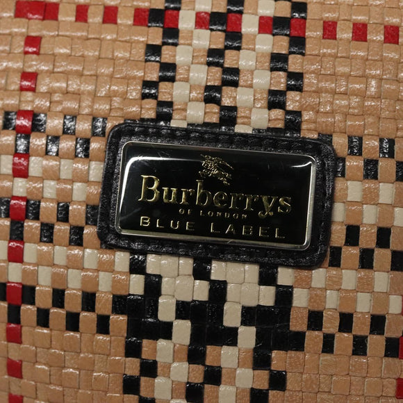 BURBERRY Blue Label Nova Check Hand Bag Leather Beige Auth 110204