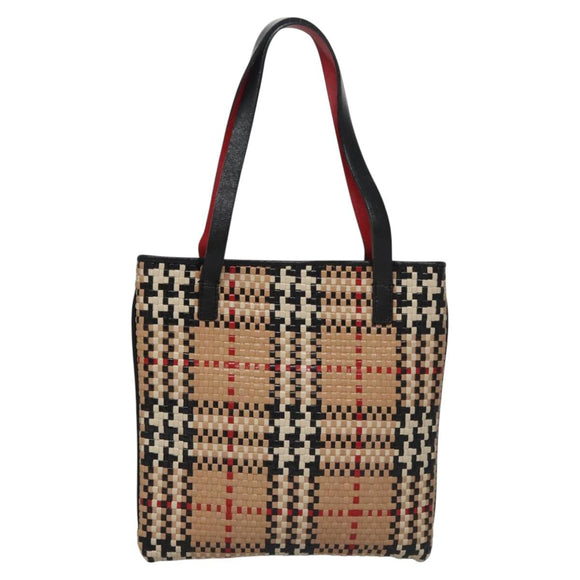 BURBERRY Blue Label Nova Check Hand Bag Leather Beige Auth 110204
