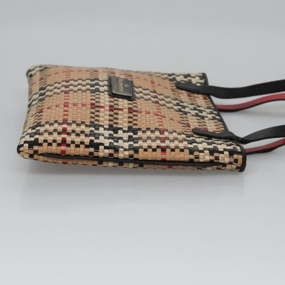 BURBERRY Blue Label Nova Check Hand Bag Leather Beige Auth 110204