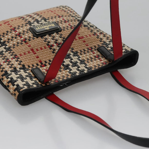 BURBERRY Blue Label Nova Check Hand Bag Leather Beige Auth 110204