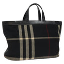 BURBERRY Nova Check Hand Bag Wool Black Auth 110205-1