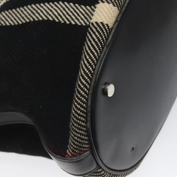 BURBERRY Nova Check Hand Bag Wool Black Auth 110205