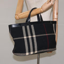 BURBERRY Nova Check Hand Bag Wool Black Auth 110205-21