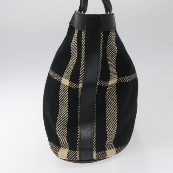 BURBERRY Nova Check Hand Bag Wool Black Auth 110205