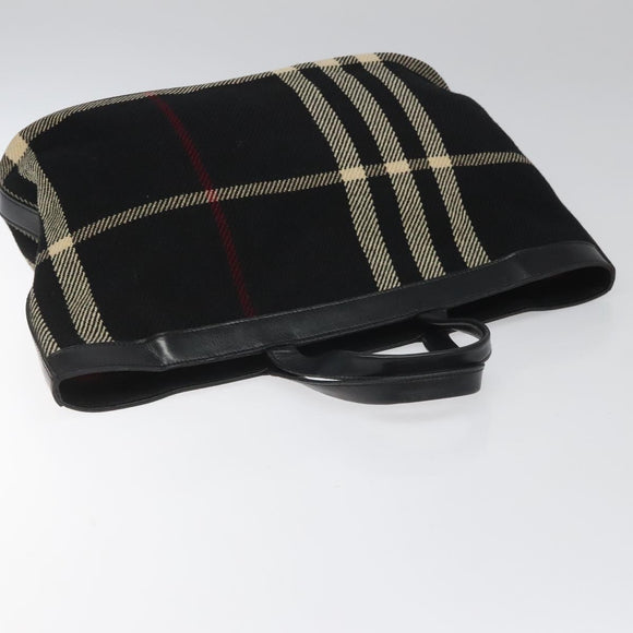 BURBERRY Nova Check Hand Bag Wool Black Auth 110205