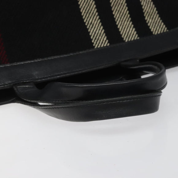 BURBERRY Nova Check Hand Bag Wool Black Auth 110205