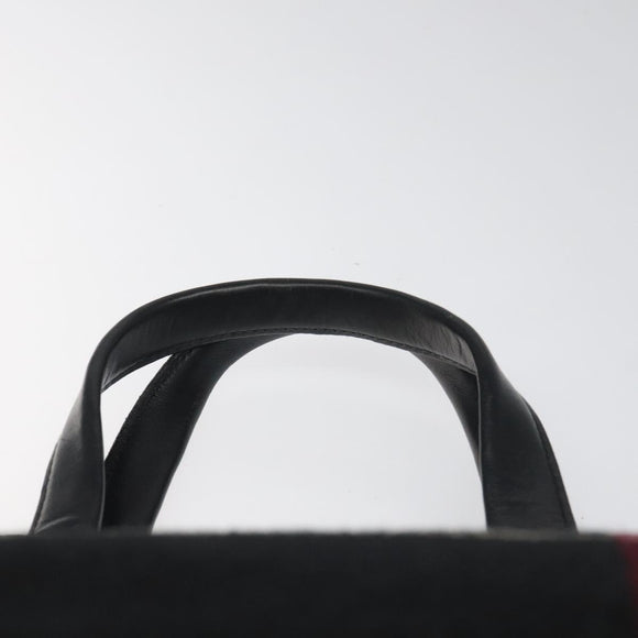 BURBERRY Nova Check Hand Bag Wool Black Auth 110205