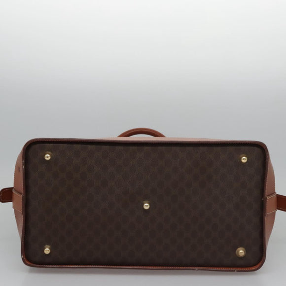 CELINE Macadam Canvas Hand Bag PVC Leather Brown Auth 110210