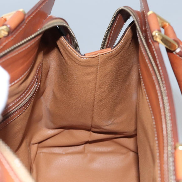 CELINE Macadam Canvas Hand Bag PVC Leather Brown Auth 110210