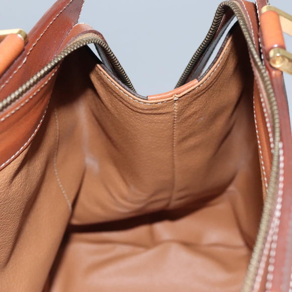 CELINE Macadam Canvas Hand Bag PVC Leather Brown Auth 110210