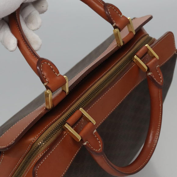 CELINE Macadam Canvas Hand Bag PVC Leather Brown Auth 110210