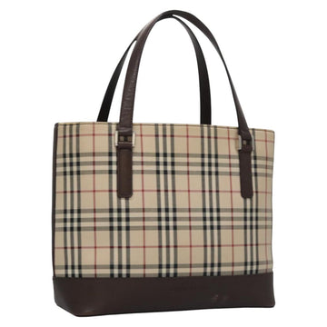 BURBERRY Nova Check Hand Bag Canvas Beige Auth 110211