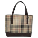 BURBERRY Nova Check Hand Bag Canvas Beige Auth 110211-13