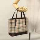 BURBERRY Nova Check Hand Bag Canvas Beige Auth 110211-24