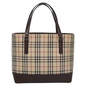BURBERRY Nova Check Hand Bag Canvas Beige Auth 110211 - 0