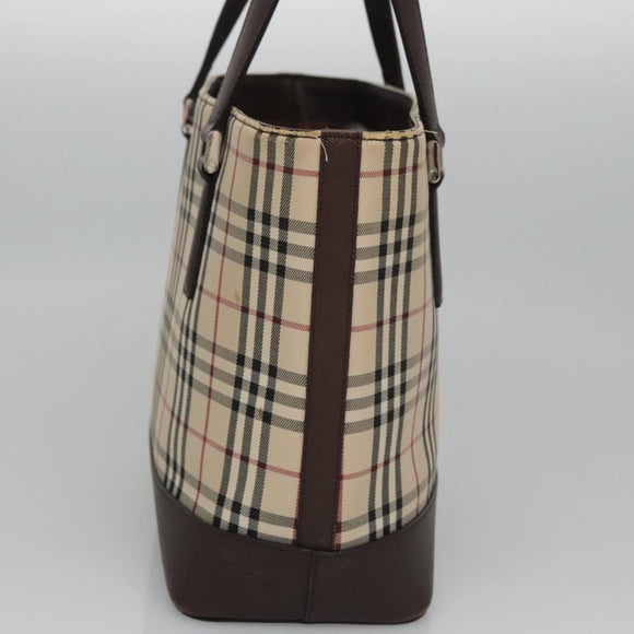 BURBERRY Nova Check Hand Bag Canvas Beige Auth 110211