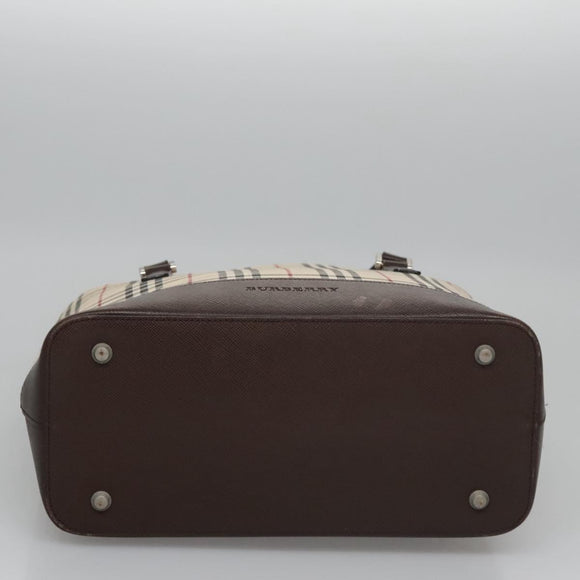 BURBERRY Nova Check Hand Bag Canvas Beige Auth 110211