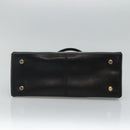 Salvatore Ferragamo Gancini Hand Bag Leather 2way Black Gold Auth 110218-5