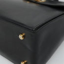 Salvatore Ferragamo Gancini Hand Bag Leather 2way Black Gold Auth 110218-15