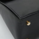 Salvatore Ferragamo Gancini Hand Bag Leather 2way Black Gold Auth 110218-16