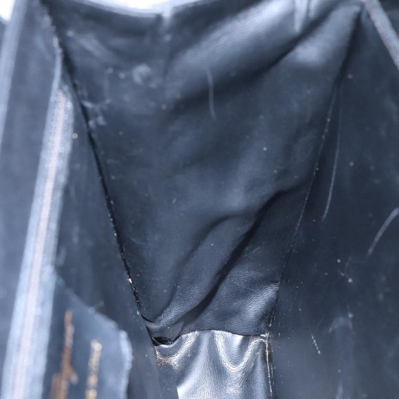 Salvatore Ferragamo Gancini Hand Bag Leather 2way Black Gold Auth 110218