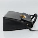 Salvatore Ferragamo Gancini Hand Bag Leather 2way Black Gold Auth 110218-3