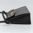 Salvatore Ferragamo Gancini Hand Bag Leather 2way Black Gold Auth 110218-4