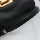 Salvatore Ferragamo Gancini Hand Bag Leather 2way Black Gold Auth 110218-7