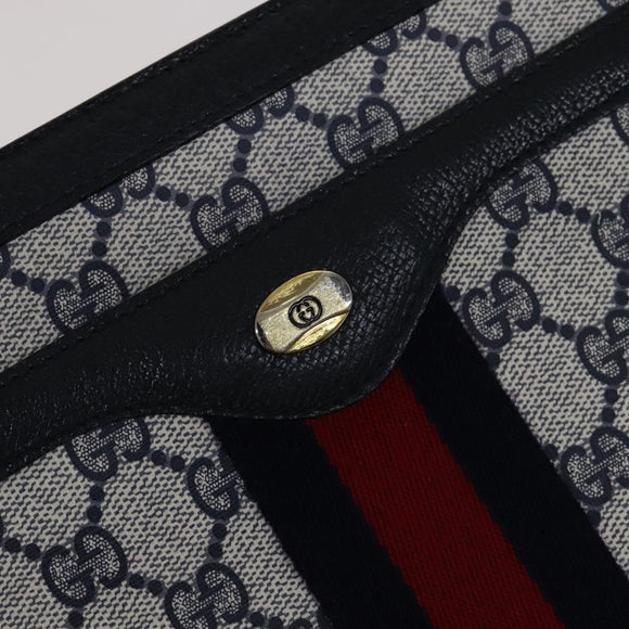 GUCCI GG Supreme Sherry Line Shoulder Bag PVC Navy Red 41 02 013 Auth 110219