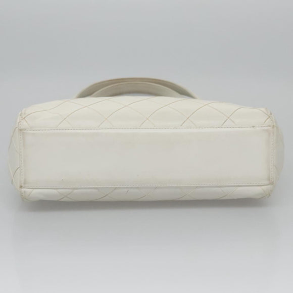 CHANEL Wild Stitch Hand Bag Leather White CC Auth 110221