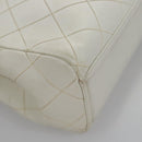 CHANEL Wild Stitch Hand Bag Leather White CC Auth 110221-16