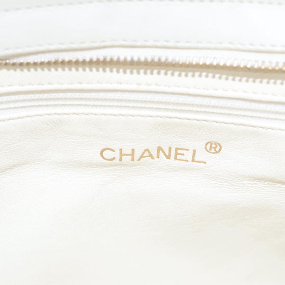 CHANEL Wild Stitch Hand Bag Leather White CC Auth 110221