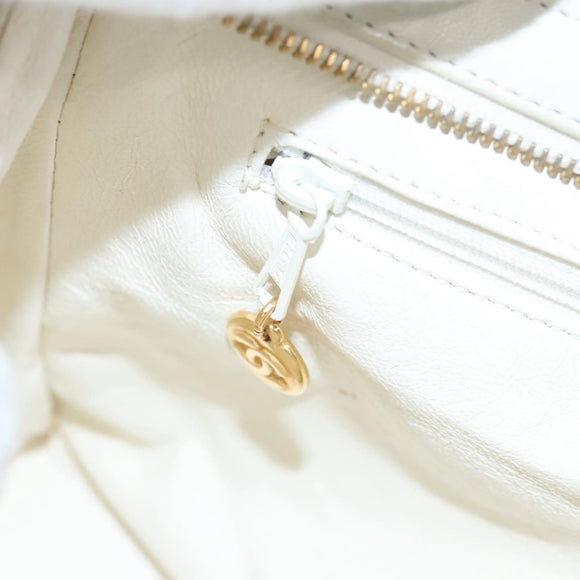 CHANEL Wild Stitch Hand Bag Leather White CC Auth 110221