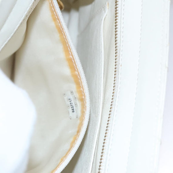CHANEL Wild Stitch Hand Bag Leather White CC Auth 110221