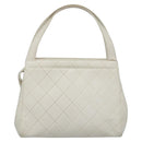 CHANEL Wild Stitch Hand Bag Leather White CC Auth 110221-2