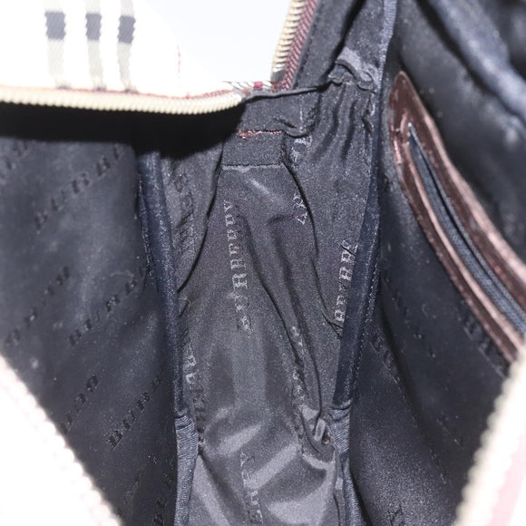 BURBERRY Nova Check Shoulder Bag Canvas Beige Auth 110227