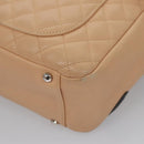 CHANEL Matelasse Cambon Line Shoulder Bag Leather Beige Silver CC Auth 110229A-19